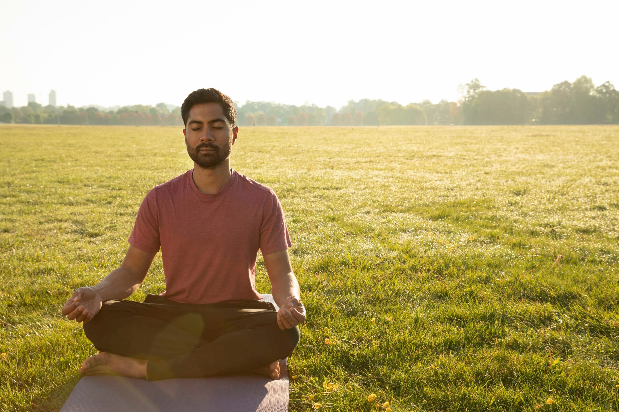 a man meditate in the garden